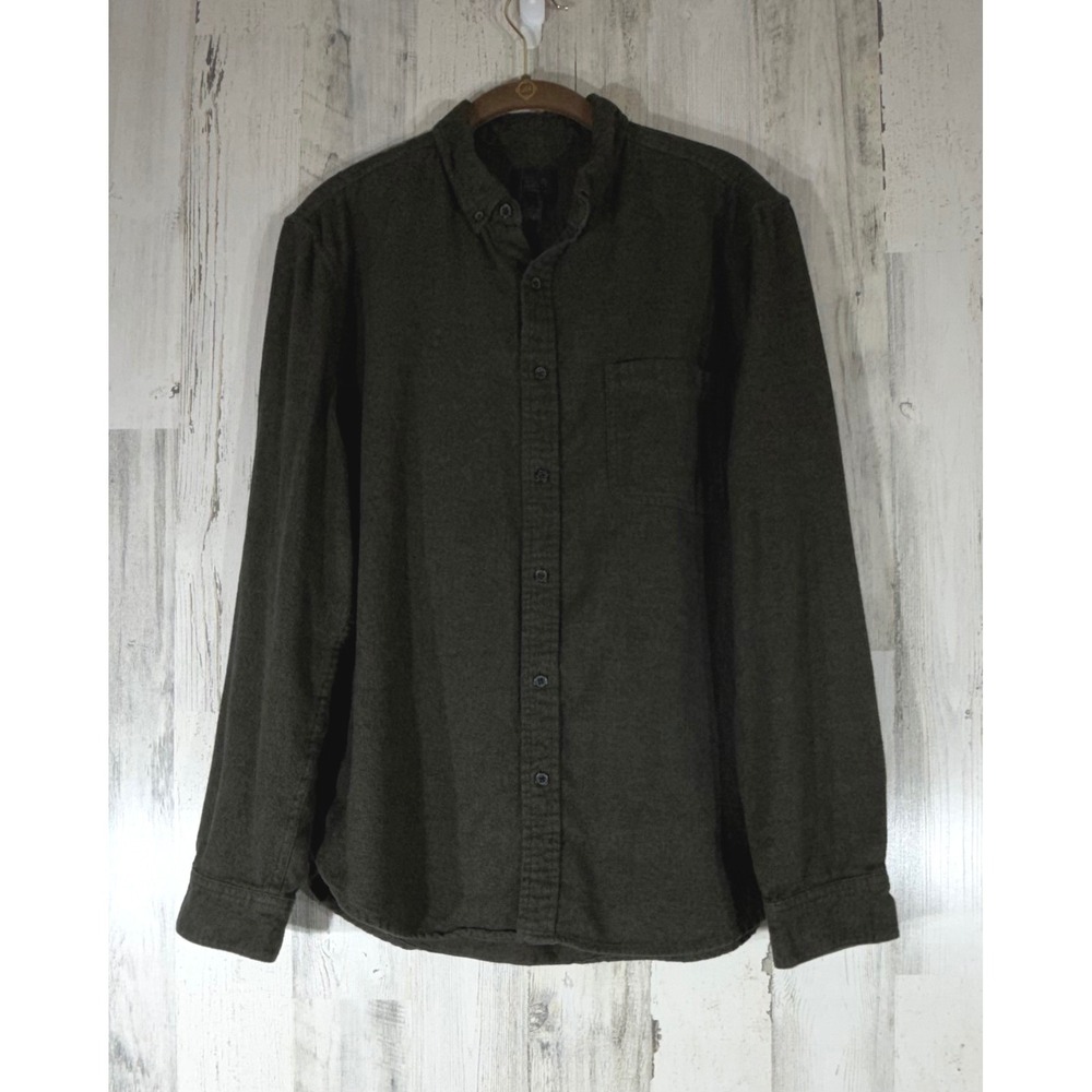14th & Union Button Down Large Dark Green Flannel Minimalist Outdoors Casual